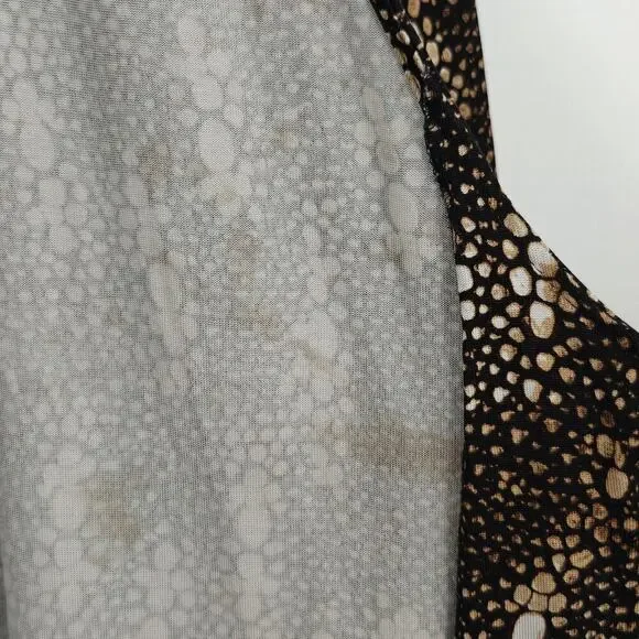 Diane Von Furstenberg Julian Silk Wrap Dress Size 2 Black Tan Lizard Stretch - Picture 10 of 10